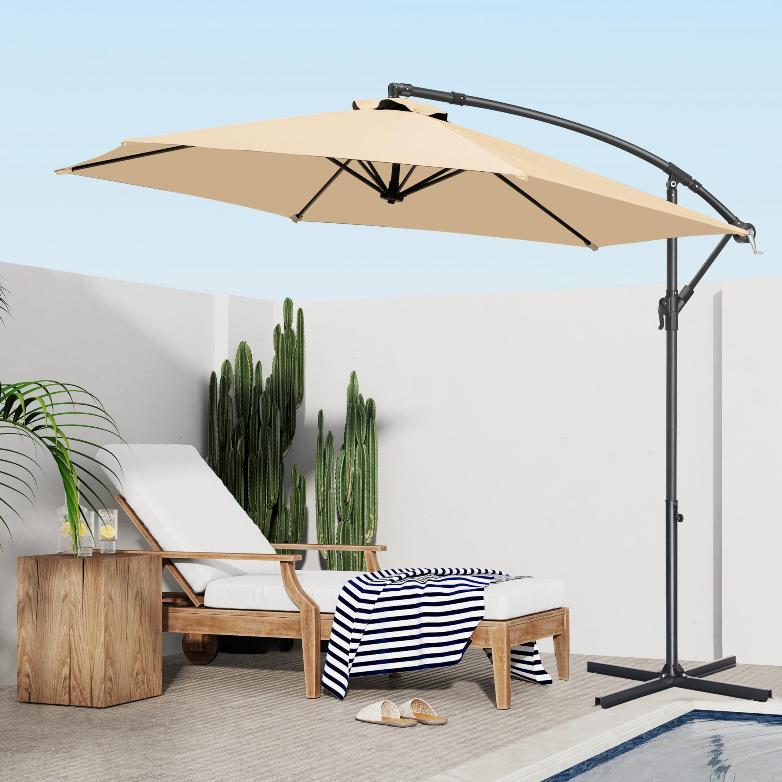 fruiteam 10' khaki offset patio umbrella Cantilever Base Weight, 4-Piece Umbrella Base Stand Heavy Duty, Wind-Resistant, Water & Sand Filled Base Up to 180 LBS : Patio, Lawn & Garden Best Selling free standing patio