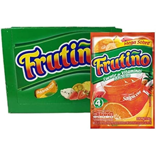 FRUTIÑO Fruit Punch Powdered Drink Mix (Box of 20 Pouches, Makes 2lt/Pouch) - Refresco Instantáneo SALPICON - Imported from Colombia.
