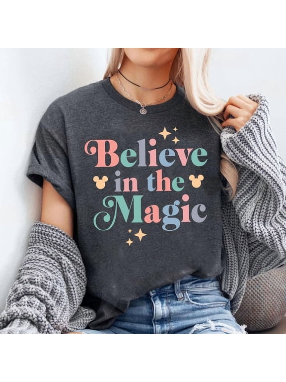 Magical Shirt Women Believe in The Magic Tshirt Kingdom Castle Tie Dye Tee Family Holiday Vacation Short