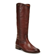 FRYE Womens Cognac Brown Button Details At Sides Inside Pull Tabs Embossed Logo Padded Melissa Button 2 Almond Toe Stacked Heel Leather Riding Boot 5.5 B