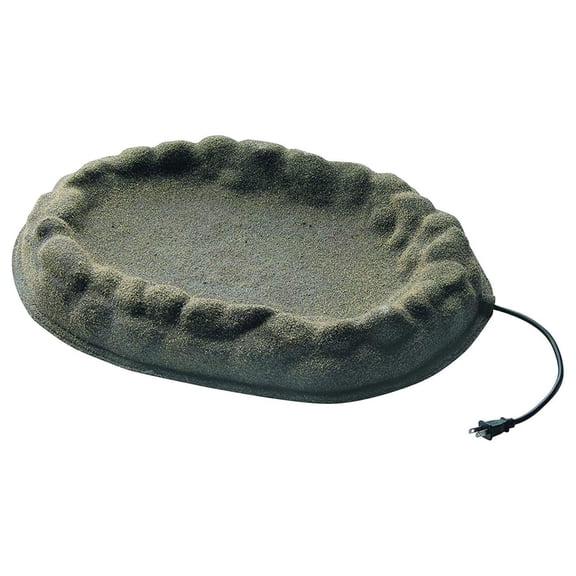 FS-1 Four Outdoor Sand Coated Stone Like Heated Birdbath with Hidden Electrical Connection, 70 Watt, Gray