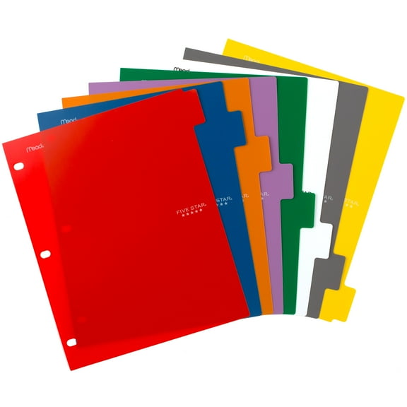 Five Star Tab Dividers, Reversible, Poly, 8 Pack