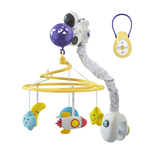 FS Baby Crib Mobile with Music and Light, Baby Mobile for Crib with Remote, Spaceman Baby