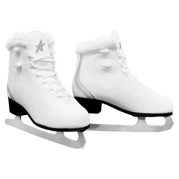FS Figure Skates with Fur Collar - White - Adult Size 8 - Shoe Size 9