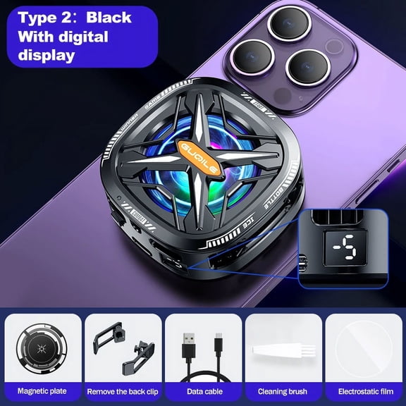 FS05 Mobile Phone Magnetic/Back-clip 2 IN 1 Semiconductor Cooling Radiator for IOS Android Tablets Universal PUBG Game Cooler