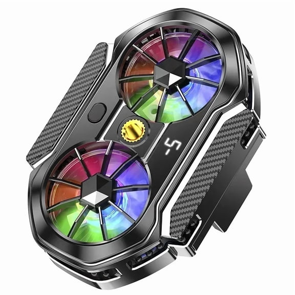 FS06 Dual Cooling Fans Mobile Phone Back-clip Semiconductor Radiator with Temperature Digital Display for IPhone IOS Android