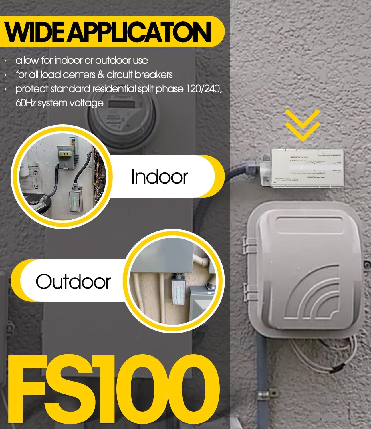 FS100 Surge Protection Device, Whole House Surge Protector Rated for ...