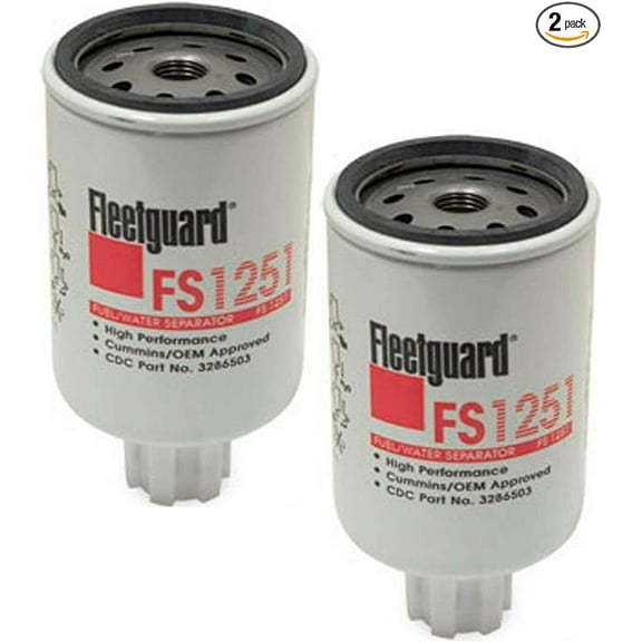 FS1251 Fleetguard Fuel Water Sep Pack of 2, Replaces Cummins 3286503, 3843760, Donaldson P550248, Baldwin BF1226