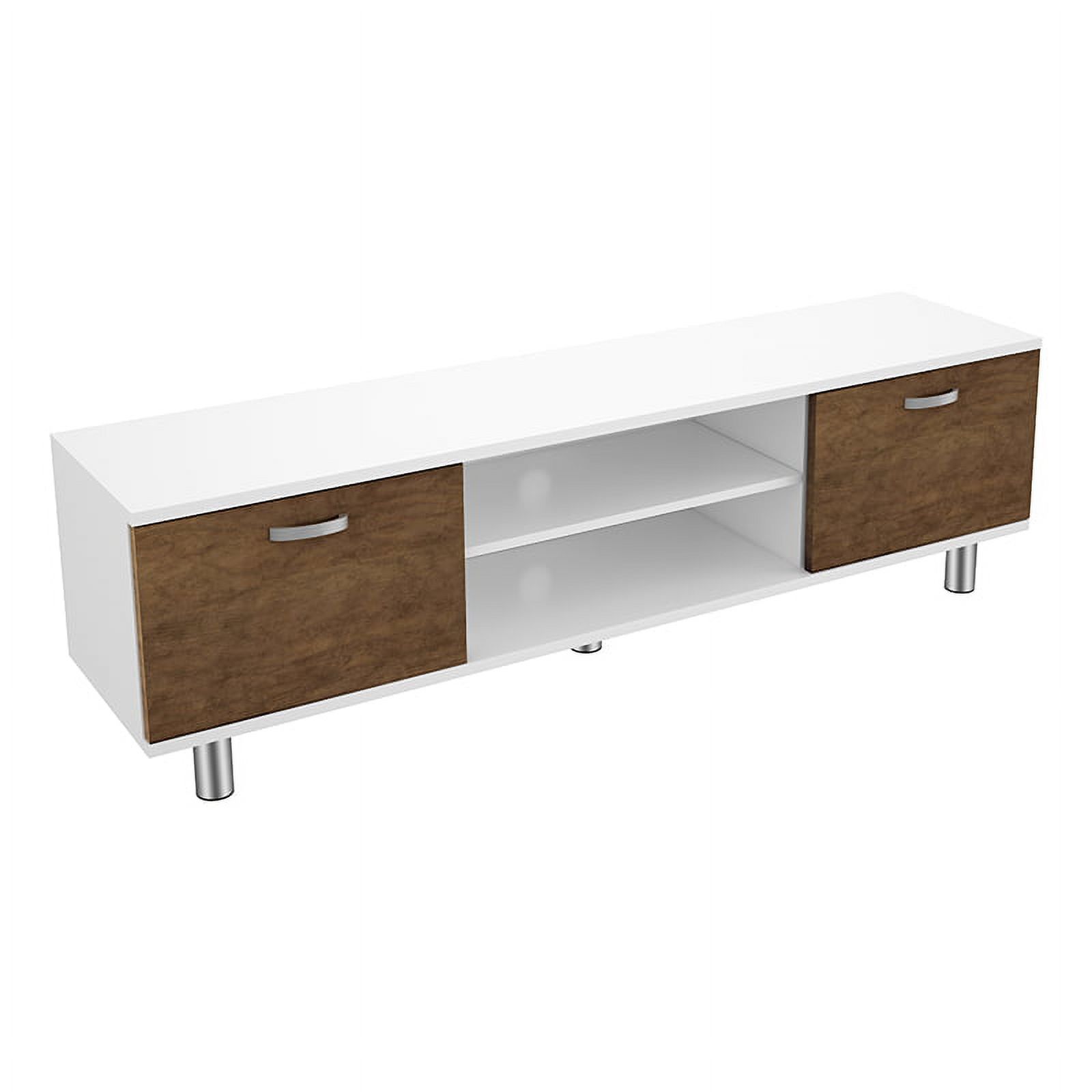 FS1500MAHW-A TV Stand for TVs 32”, 37”, 39”, 40”, 42”, 46”, 47”, 50”, 52”, 55”, 58”, 60”, 65”, White Finish, plus Walnut Finish Doors, Includes Cable Management. - image 1 of 3