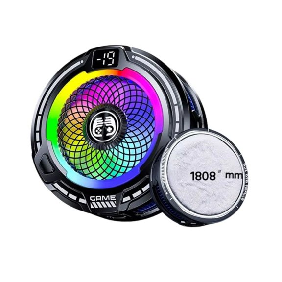 FS18 AI Mobile Cooler 30W Magnetic Back Clip Ice Cooling Radiator Digital Display RGB Light Gaming Cooler Black