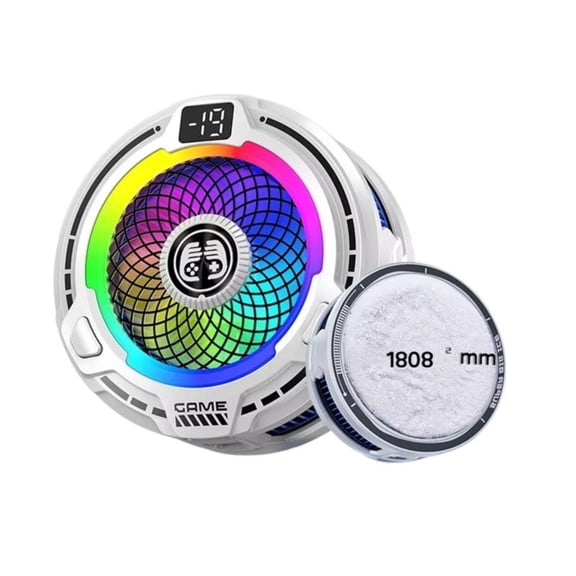 FS18 AI Mobile Cooler 30W Magnetic Back Clip Ice Cooling Radiator Digital Display RGB Light Gaming Cooler White