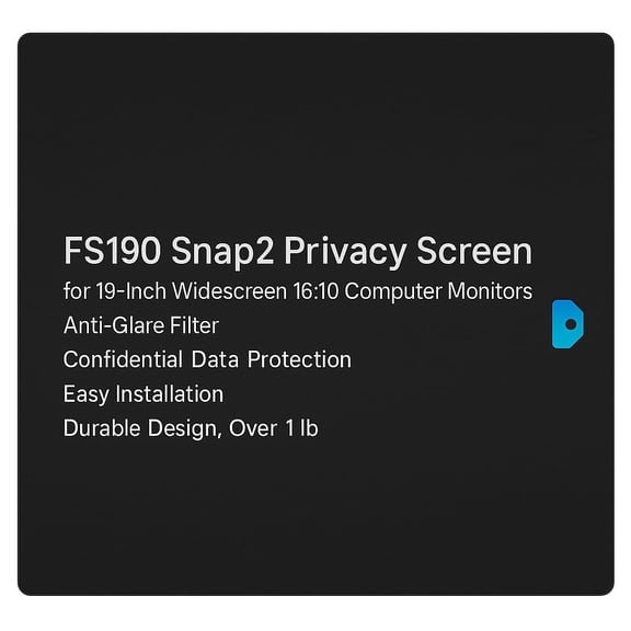 FS190 Snap2 Privacy Screen for 19-Inch Widescreen 16:10 Monitors (K55778WW), Anti-Glare Filter, Computer Screen Protector for Data Privacy, Fits 19" LCD Display, Monitor Privacy Shield, Easy Snap-On,