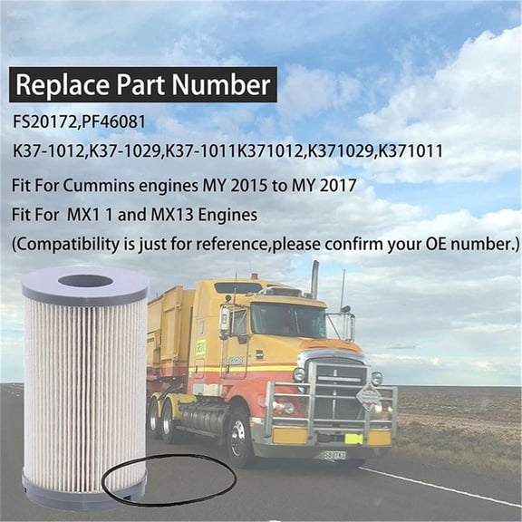 FS20172 Fuel Filter Kit Compatible with Cummins MX11 MX13 Engines 2015-2017, Replaces PF46081 K37-1012, 1-Pack