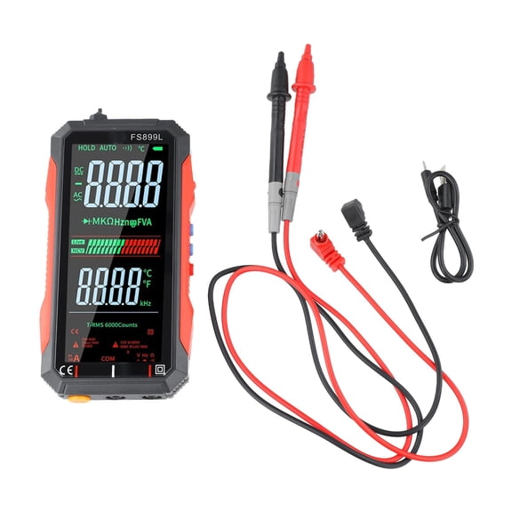 FS899L Smart Digital Multimeter with 6000 Counts, USB Rechargeable Current Meter, Large 4.8-inch Color Display, Auto Range & NCV Detection, for Voltage Resistance Continuity Testing