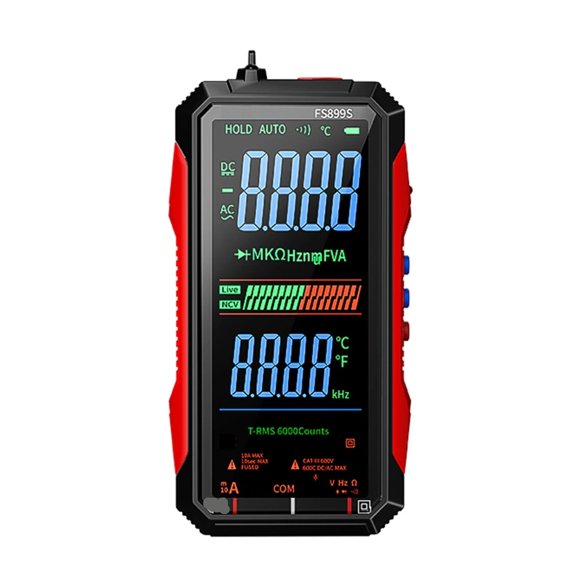 FS899S Smart Digital Multimeter, 6000 Counts Color Screen Tester, Volt Ohm Amp NCV