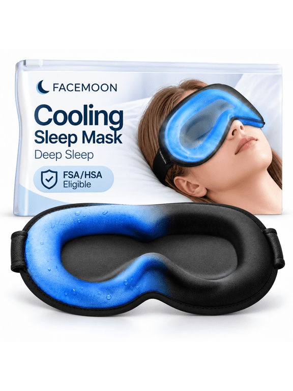 FSA HSA Eligible 3D Gel Cooling Sleep Mask: Cold Compress eye mask for Migraines, Weighted Blackout Eye Mask with Zero Pressure, Soothing Headache, Long Flights Travel, Nighttime & Stress Relief