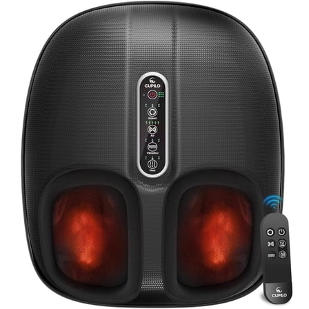 Cupilo Foot Massager Machine with Heat & Remote Control, Shiatsu Deep Kneading Foot Massager for Plantar Fasciitis, Tired Muscles, Neuropathy, Blood Circulation, Birthday Gifts, Size up to 13''
