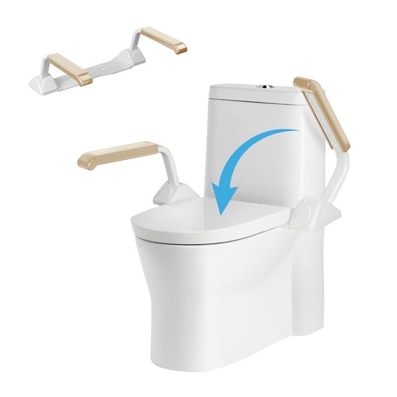 FSA/HSA Eligible Toilet Safety Rails for Seniors, Heavy Duty Foldable Toilet Support for Seniors, Elderly Toilet Seat Rails with Arms, Toilet Bars for Elderly and Disabled Up to 520LBS (Wood Color)