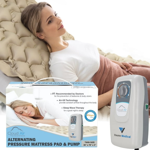Vaunn Medical Alternating Pressure Mattress Topper with Pump, 36"x78"x3", Fsa/Hsa Eligible