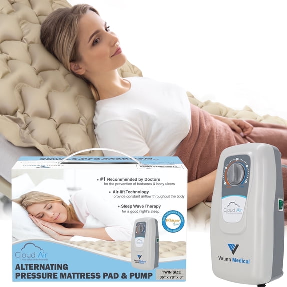 Vaunn Medical Alternating Pressure Mattress Topper with Pump, 36"x78"x3", Fsa/Hsa Eligible