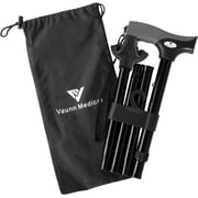 Vaunn Medical Folding Adjustable Walking Cane for Seniors with Tripod Tip