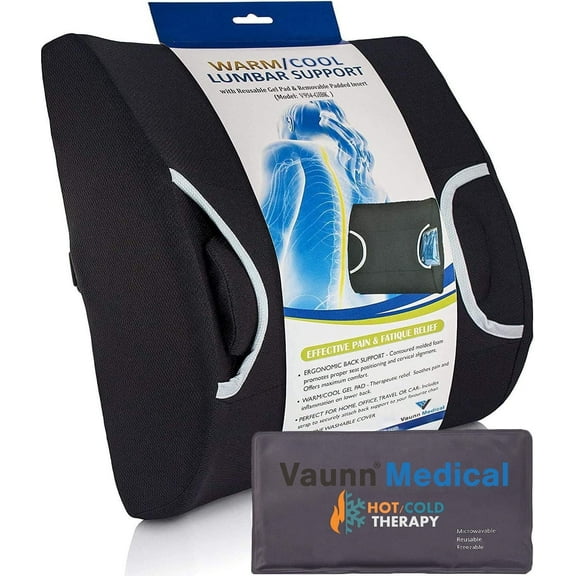 FSA/HSA Eligible, Vaunn Medical Seat Cushion Lumbar Support Pillow with Removable Firm Insert