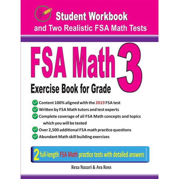 FSA Math Exercise Book for Grade 3: Student Workbook and Two Realistic FSA Math Tests, (Paperback)