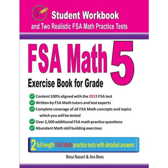 FSA Math Exercise Book for Grade 5: Student Workbook and Two Realistic FSA Math Tests, (Paperback)