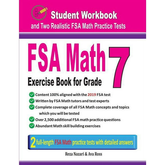 FSA Math Exercise Book for Grade 7: Student Workbook and Two Realistic FSA Math Tests, (Paperback)
