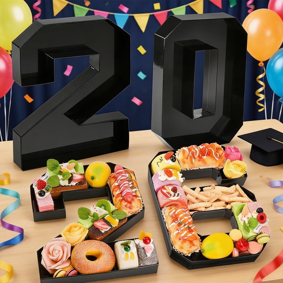 FSAGAE 4 Pack 2026 Cardboard Charcuterie Platter Disposable Party Trays for Graduation Anniversary Birthday Black