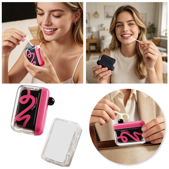 FSAGAE 50 Pcs Automatic Pop Up Floss Picks Dispenser Portable Flosser for Travel Home and Oral Care