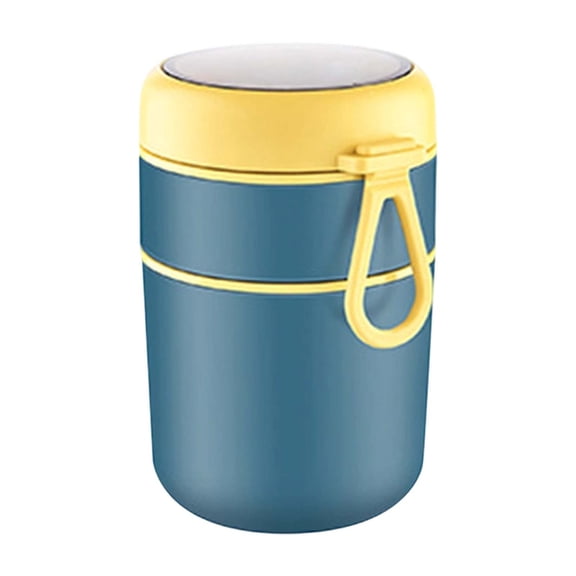 FSAGAE 710ml Vacuum Insulated Soup Thermos Stainless Steel Food Flask with Foldable Spoon for Hot Lunch Travel Portable Navy