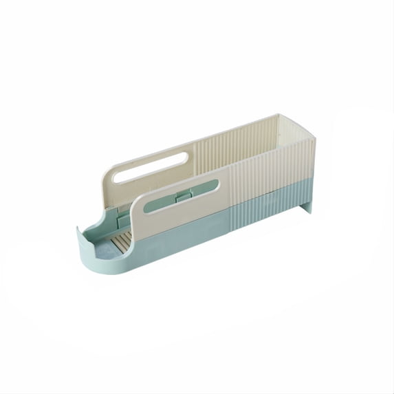 FSAGAE Automatic Sliding Beverage Can Organizer Rack for Refrigerator and Pantry Space Saving Blue 34 cm`