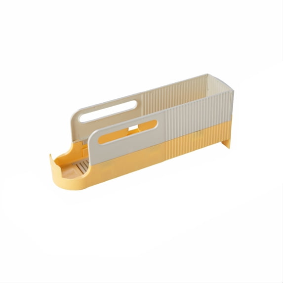 FSAGAE Automatic Sliding Beverage Can Organizer Rack for Refrigerator and Pantry Space Saving Yellow 34 cm`