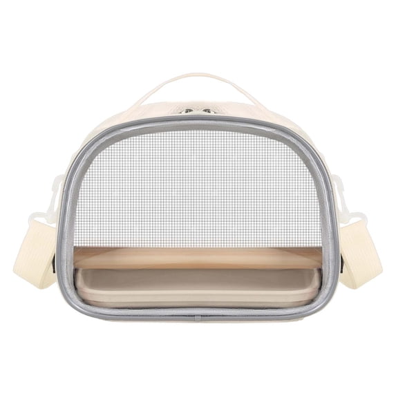 FSAGAE Bird Portable Cage Lightweight Breathable Travel Carrier, Soft Mesh Parrot Carrier for Small Birds, Adjustable Perch Secure Lock, Ideal for Vet Visits Outdoor Trips, Beige