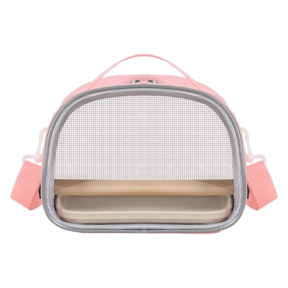 FSAGAE Bird Portable Cage Lightweight Breathable Travel Carrier, Soft Mesh Parrot Carrier for Small Birds, Adjustable Perch Secure Lock, Ideal for Vet Visits Outdoor Trips, Pink