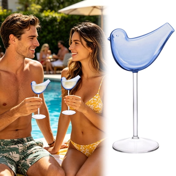 FSAGAE Bird Shaped Glasses 150ml Unique Glass for Champagne Mixed Drinks Party Wedding Home Bar Blue 3.9x8.7in