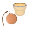 thumbnail image 1 of FSAGAE Collapsible Camping Cup Portable Silicone Travel Mug with Stainless Steel Rim and Lid Beige, 1 of 8
