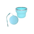 thumbnail image 1 of FSAGAE Collapsible Camping Cup Portable Silicone Travel Mug with Stainless Steel Rim and Lid Blue, 1 of 8