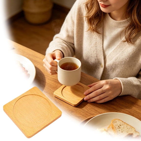 FSAGAE Cork Coaster for Drinks Absorbent Heat Resistant Round Placemat for Coffee Cups Table Protector Brown 3.5x3.5in