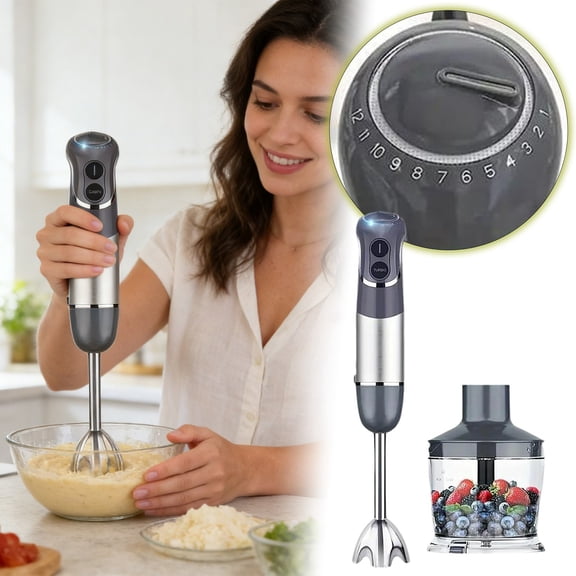 FSAGAE Handheld Immersion Blender Multifunctional Baby Food Meat Grinder 400 W Kitchen Appliance Gray 37.8 cm`
