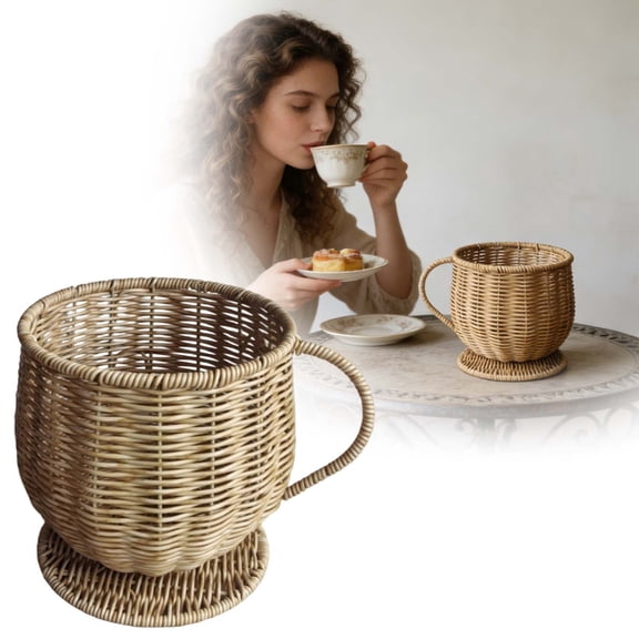 FSAGAE Handwoven Style Storage Basket for Coffee Mugs Cups and Kitchen Utensils Khaki One Size`