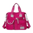 thumbnail image 1 of FSAGAE Multi-Pocket Travel Bag Nylon Tote Lightweight Handbag Rose Red Waterproof Large-Capacity Durable, 1 of 5