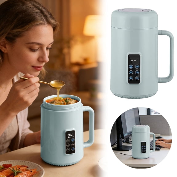 FSAGAE Multifunctional Portable Kettle 1000 ml with Timer and Auto Cook 4 Temperature Settings for Travel Dorm Camping Green A`