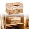 thumbnail image 1 of FSAGAE Natural Woven Storage Basket with Lid Small for Bedroom Living Room Kitchen Organizer Beige, 1 of 5