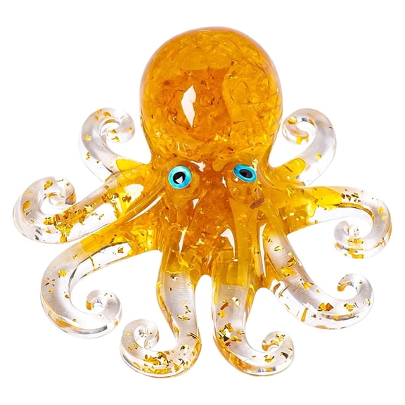 FSAGAE Octopus Artistic Hand-Blown Glass Figurine Statue Tabletop Decoration Unique Collectible for Adult Collectors Handcrafted Elegant Home Room Decor Yellow 4.2x2in 1pc