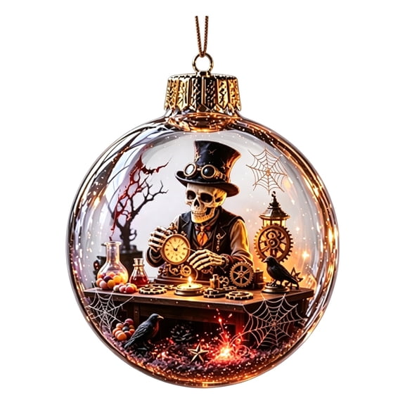 FSAGAE Ornament Halloween Glowing Durable Spooky Built-in LED Light Festive Hanging Decor Lighted Ball Battery Operated