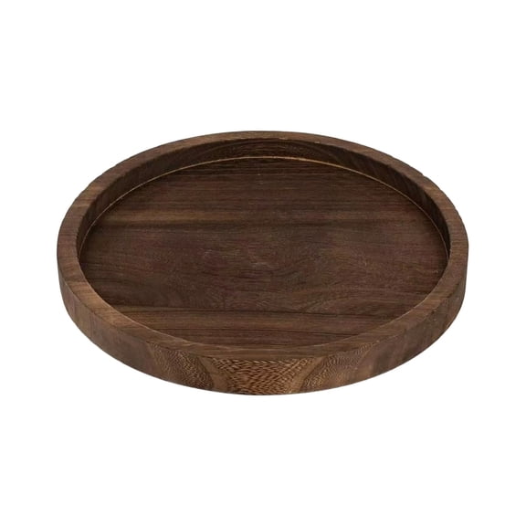 FSAGAE Round Wooden Candle Tray Rustic Farmhouse Centerpiece for Pillar Candles Coffee Table Kitchen Counter Brown 7.9x7.9in