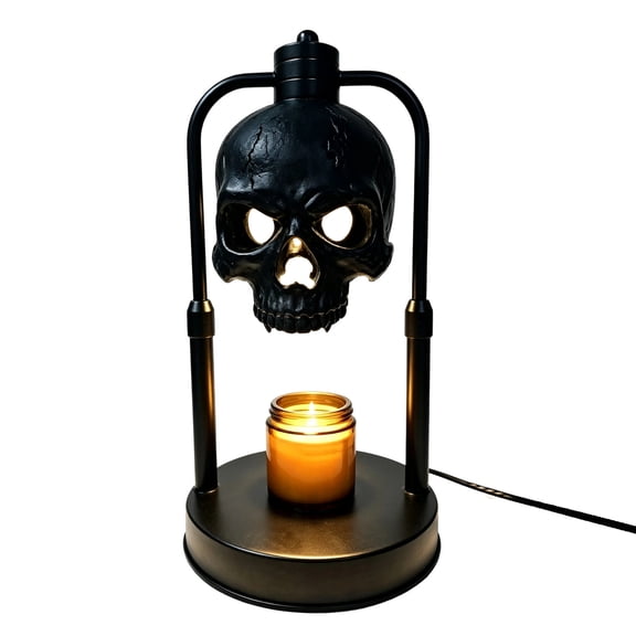 FSAGAE Skull Wax Melt Warmer Lamp, Gothic Black, Adjustable Height LED Night Light, Aroma Diffuser, Decorative Candle Melting for Living Room Bedroom, Witchy Home Gift