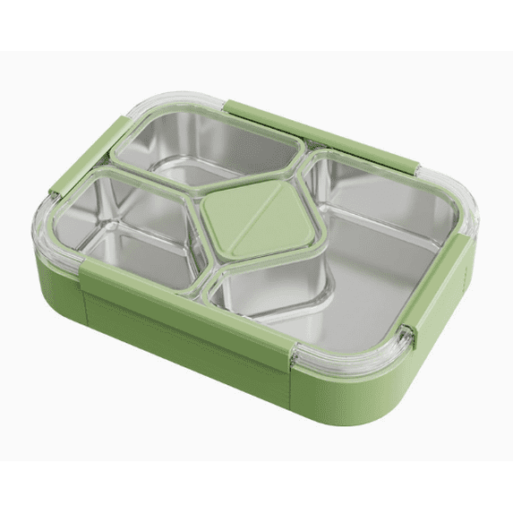 FSAGAE Stainless Steel Thermal Lunch Box with Sauce Container Leakproof Food Storage for Work School Outdoor Green